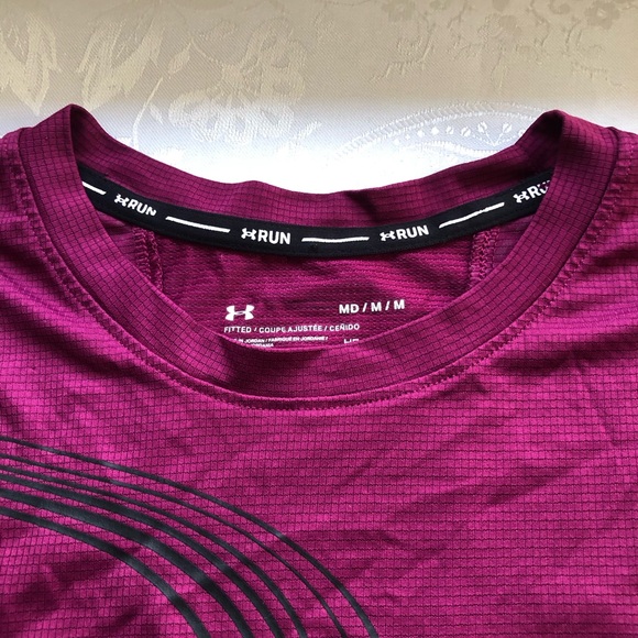 Under Armour Men’s Size M Burgundy Performance Running T-Shirt Activewear Top - Picture 8 of 12